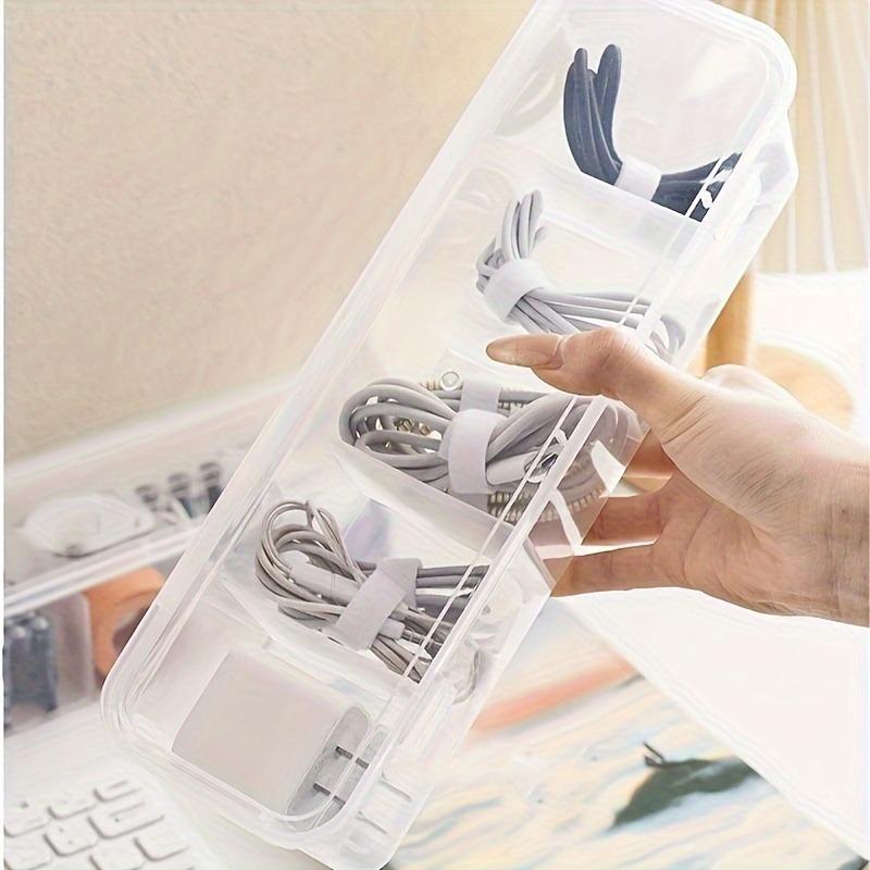 

1/2/3PCS Data cable storage box with 5 compartments is perfect for home office desktop storage charger
