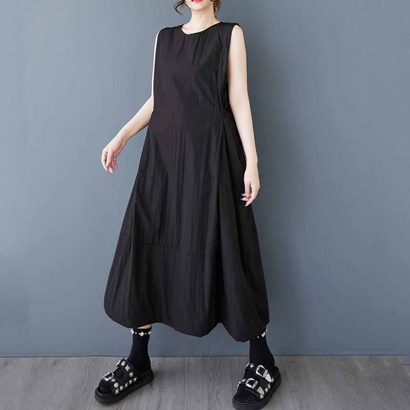 Sleeveless Plus Size Vintage Black New In Dresses for Women Casual Loose Long Summer Dress