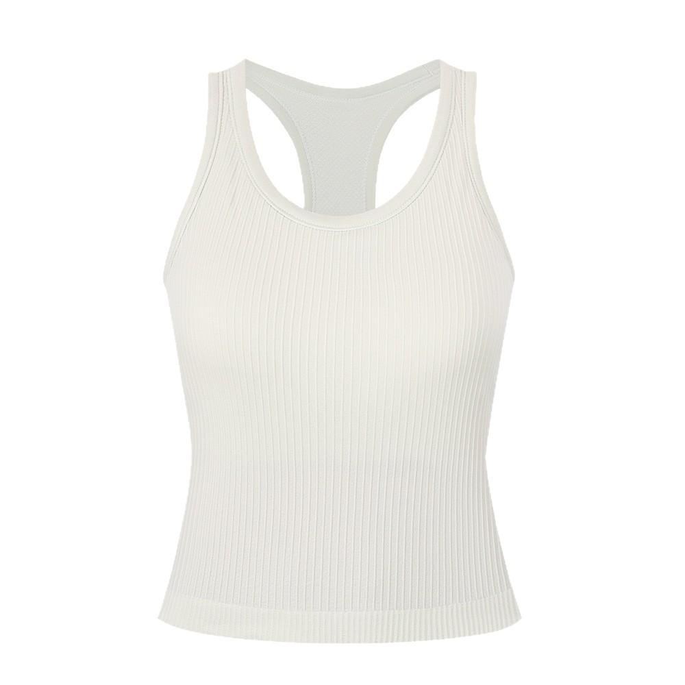 LU Women's American-Style Ribbed Yoga Tank Top with Bra Pads - New Summer Collection