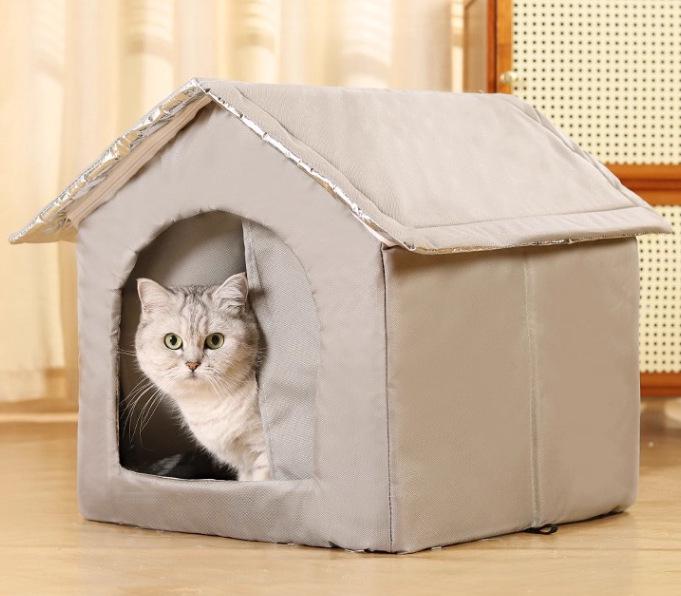 All-Season Waterproof Outdoor Cat Tent - Winter Warm, Cold Resistant, Large Enclosed Space Small 33x33x33cm