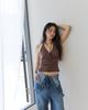 INSEOWL Halter Stud Blouse - Brown