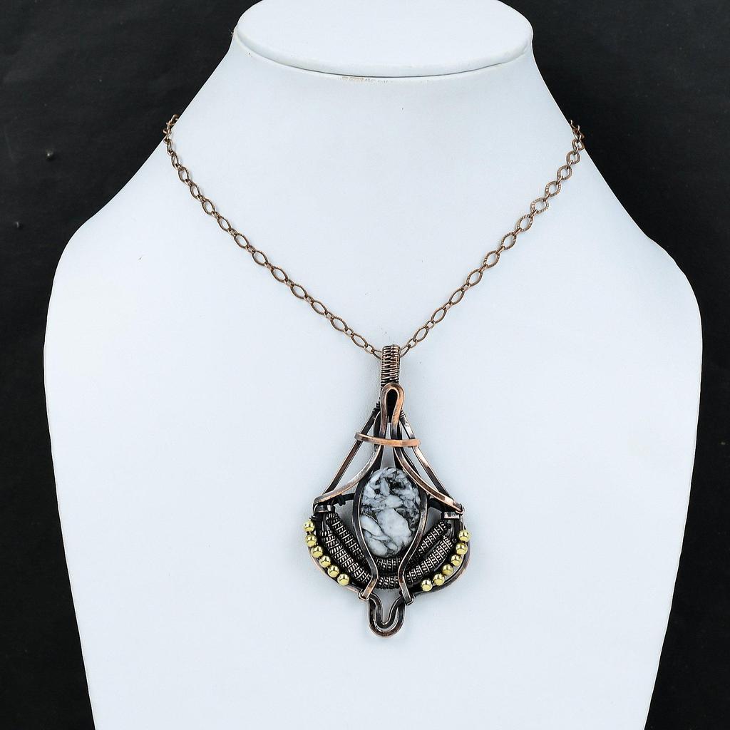 Pinolith Jasper Pendant Copper Wire Wrapped Gemstone Pendant Pinolith Jasper Jewelry Handmade Women Pendant Gift For Her Copper Wire Jewelry