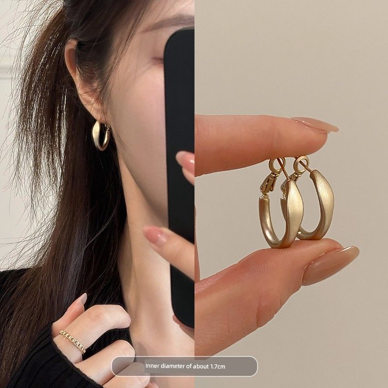 

Модные необычные серьги-кольца женские 2025 Новое поступление Самые продаваемые Инс Морозный стиль Серьги-пусеты Нишевый стиль Уникальные серьги