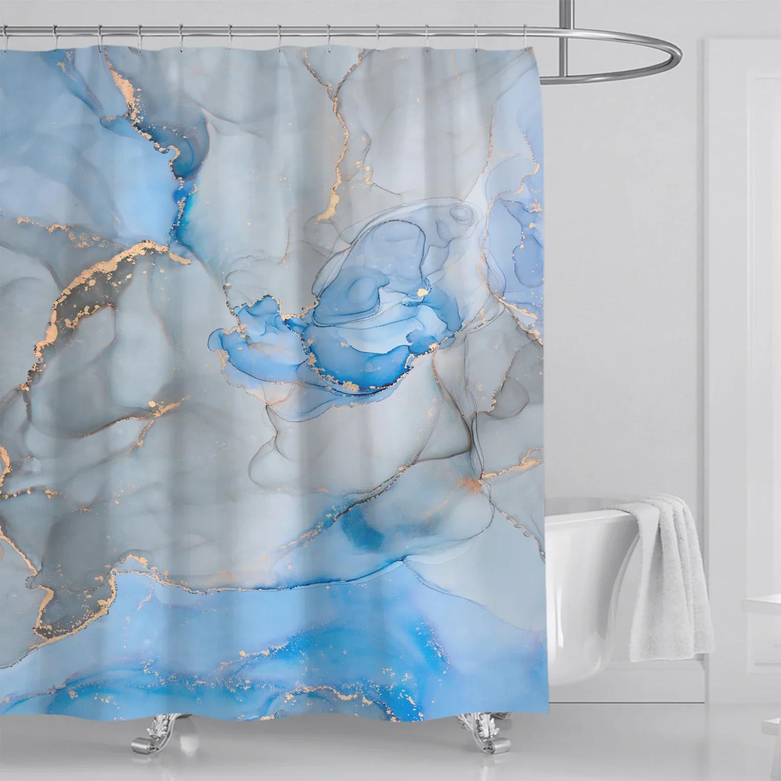 

Grey Gold Marble Abstract Modern Bathroom Decoration Waterproof Washable Fabric Bathtub Deluxe Standard Shower Curtain 180 * 180 W90xH180cm синий