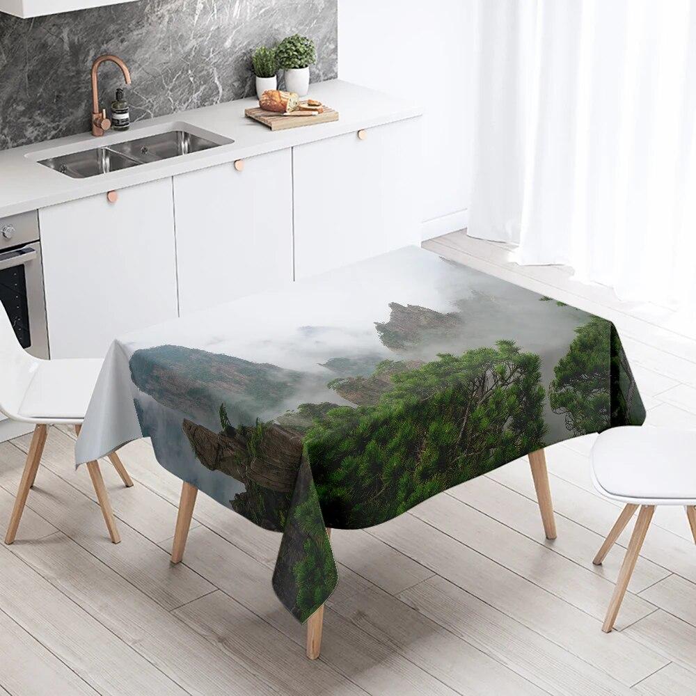 Față de masă imprimată cu floarea-soarelui, peisaj, camping, rezistentă la pete, impermeabilă, masă de bucătărie, decor acasă