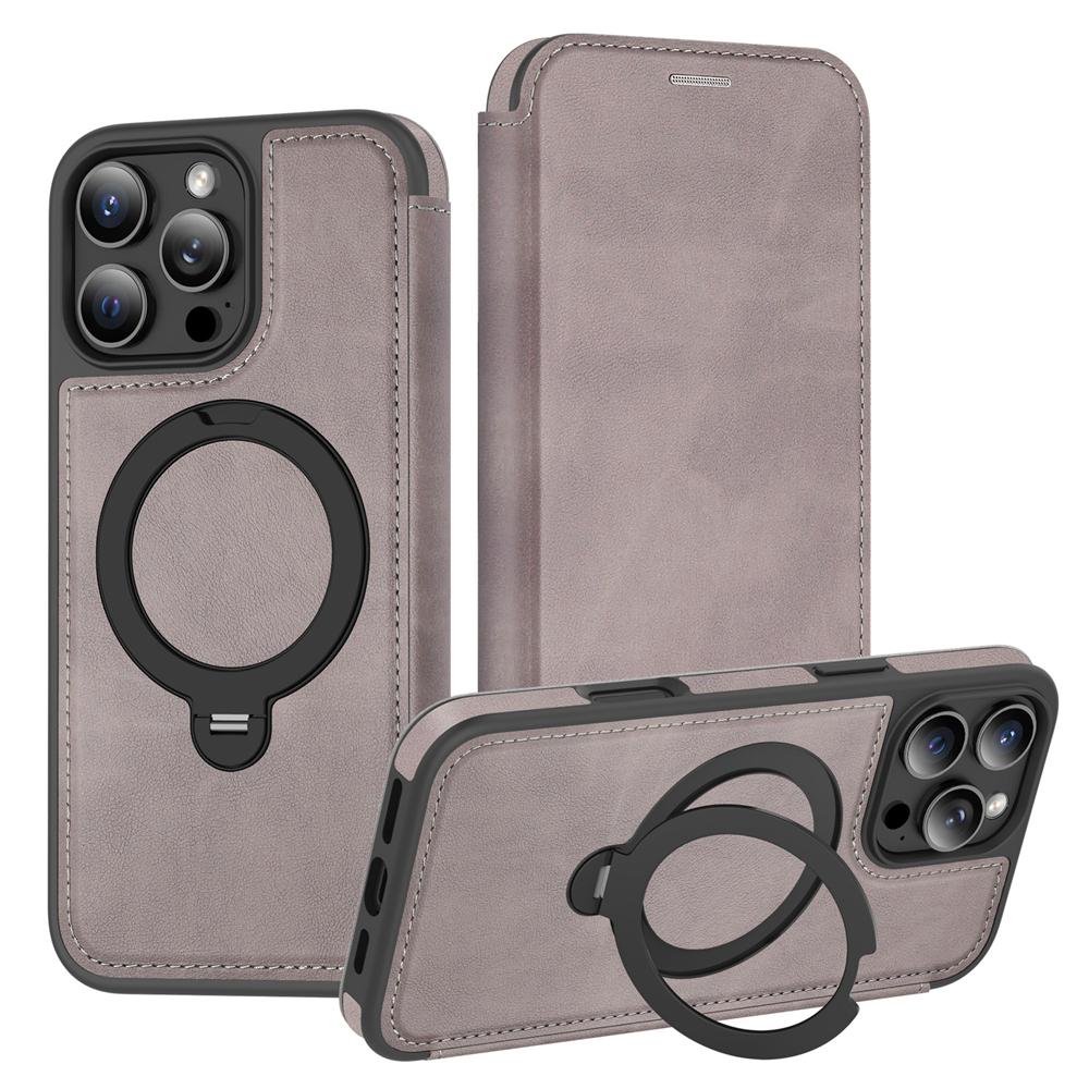 KEYSION PU Leather Flip Wallet Case for iPhone 11 12 13 14 Pro Max 14 Plus Cards Slots Magnetic 360 Ring Stand Phone Back Cover