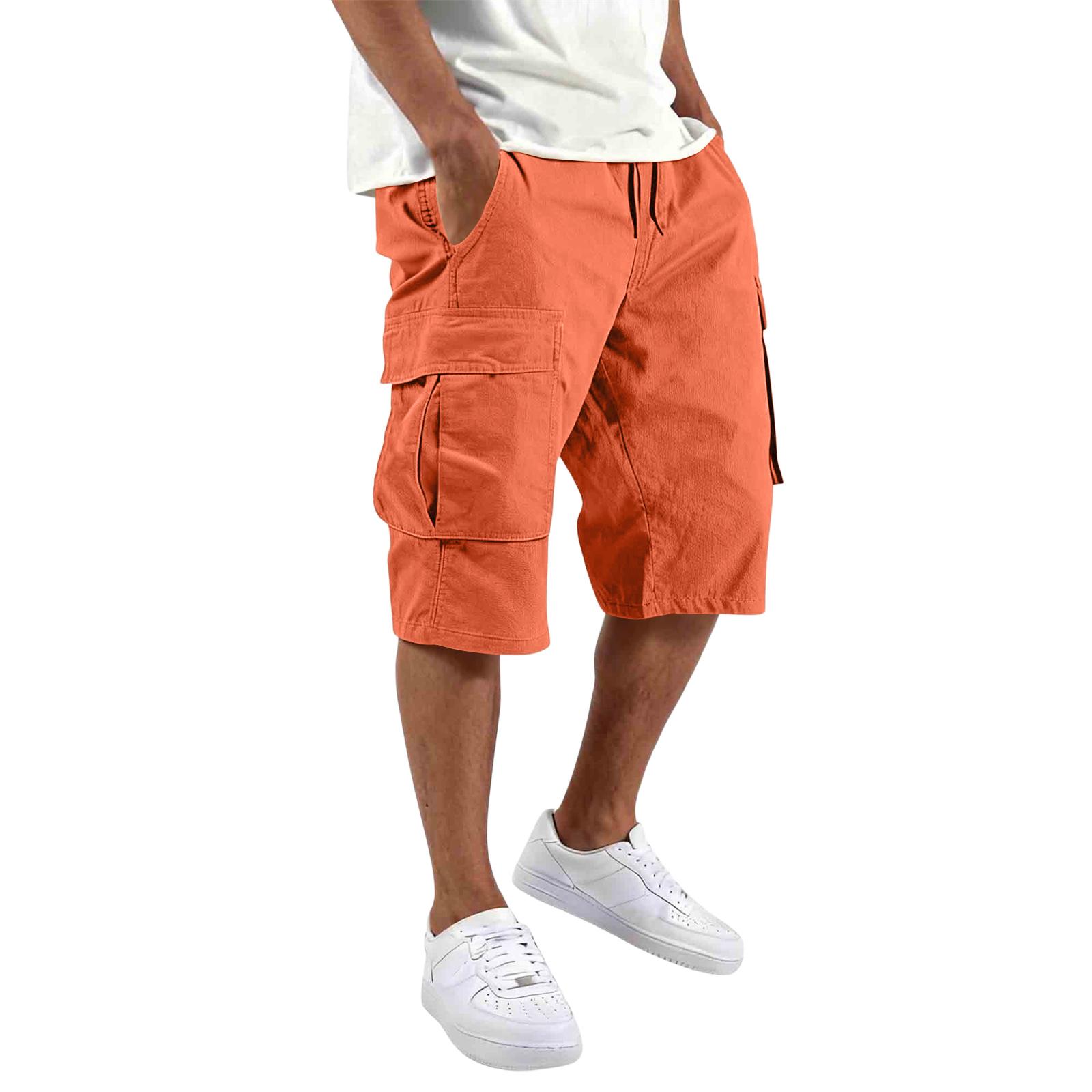 Ren Fashion Heren Relaxed Fit Cargo Shorts Met Meerdere Zakken Knie Lengte Katoen Casual Buiten Shorts XL saffraan