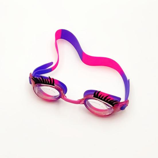 Kids Swim Goggles with Eyelashes Waterproof No Leakage Anti-Fog UV Protection Clear Lens Boys Girls Silicone Swimming Goggles with Lashes