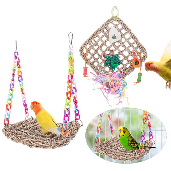 

Игрушка-попугай, жевательная игрушка, плетение из натуральной травы, сетка для скалолазания, настенная игрушка для кормления птиц
