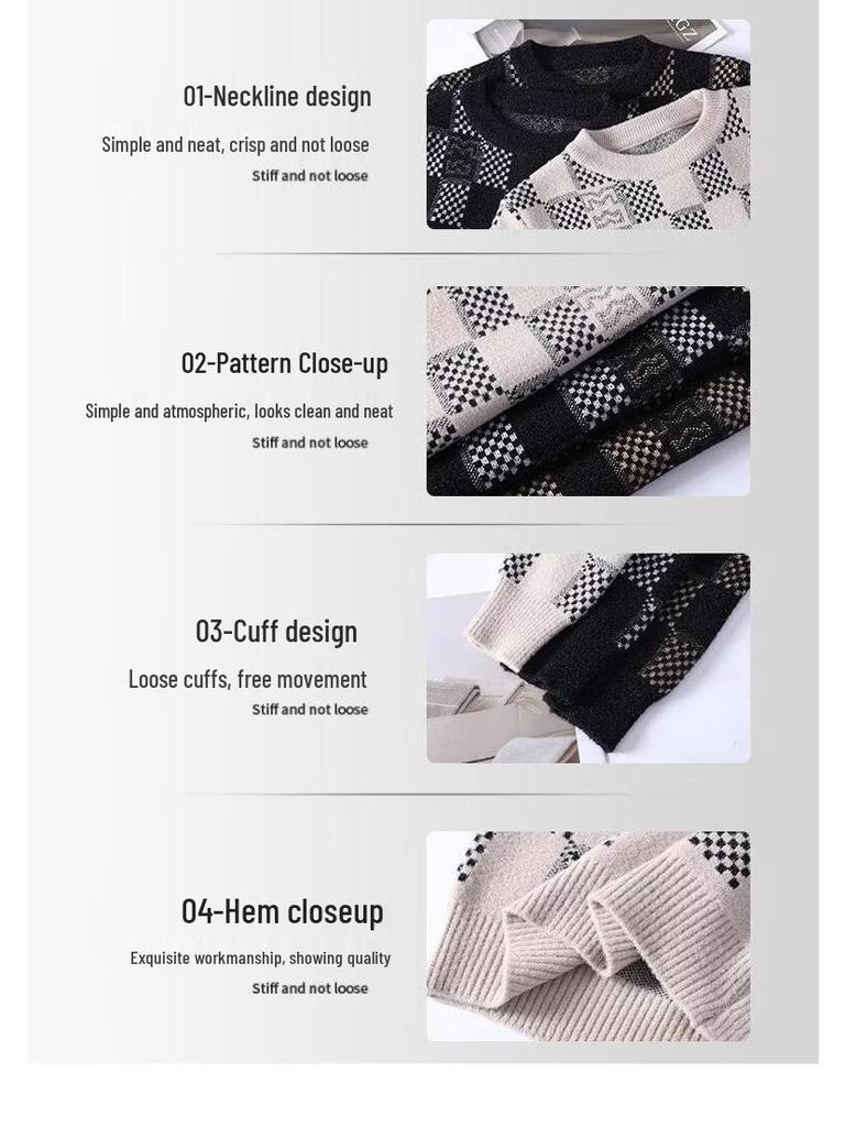 Men's Trendy Slim Fit Round Neck Sweater - New 2025 Autumn/Winter Collection