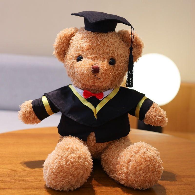 PhD Graduate Teddy Bear with Gown & School Emblem Logo