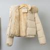 Elegant Trendy Thicken Parkas Women Long Sleeve Zipper Hooded Coat Autumn Winter Korean Style Velevt Outerwear