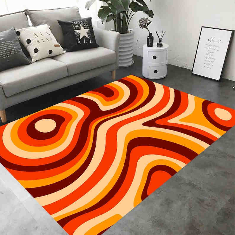 

Ковер Sunset Rug Mid Century Area, ковер для домашнего офиса, декор, современный ковер, многоцветный волнистый коврик, нескользящий для гостиной, ванной комнаты, коврик для пола 40X60cm-16x24in