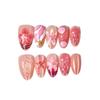 10Pcs Pink Press On Fake Nails 3D Ocean Themed Starfish Shell Design with Strong Glue for Women Girls Daily Use