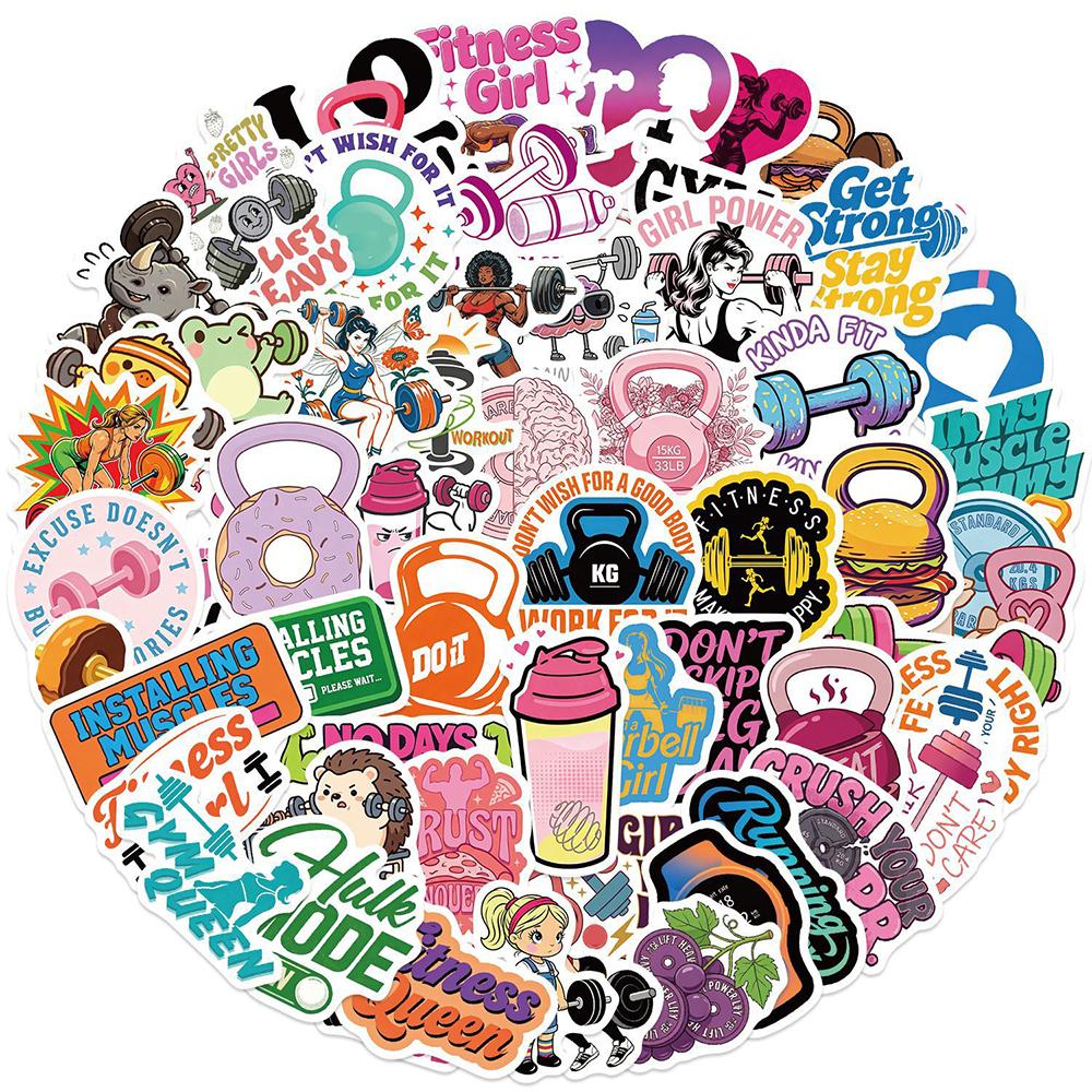 10/30/50/120pcs Funny Animal Sport Stickers Cute Cartoon Exercise Fitness Women Decals DIY Guitar Fridge Suitcase Reward Sticker