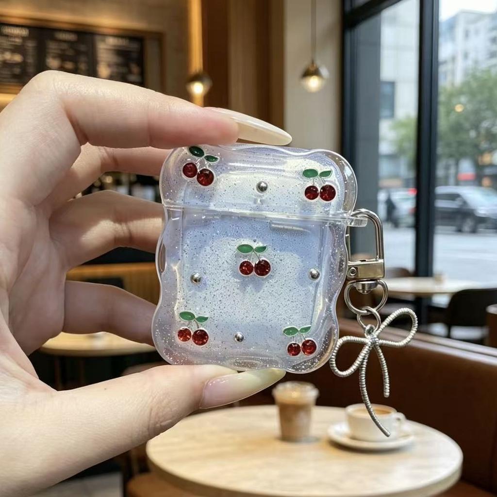 The new Epoxy red cherry earphone case is suitable for Apple AirPods 1 protective case AirPods pro1 earphone case