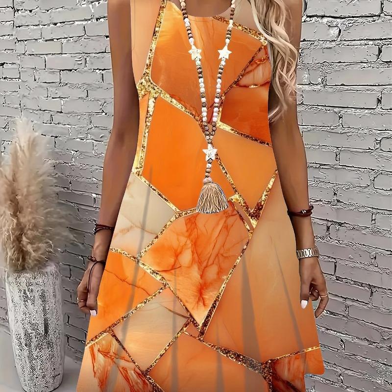 Elegant Women'S Summer Floral Print Sleeveless Dress
