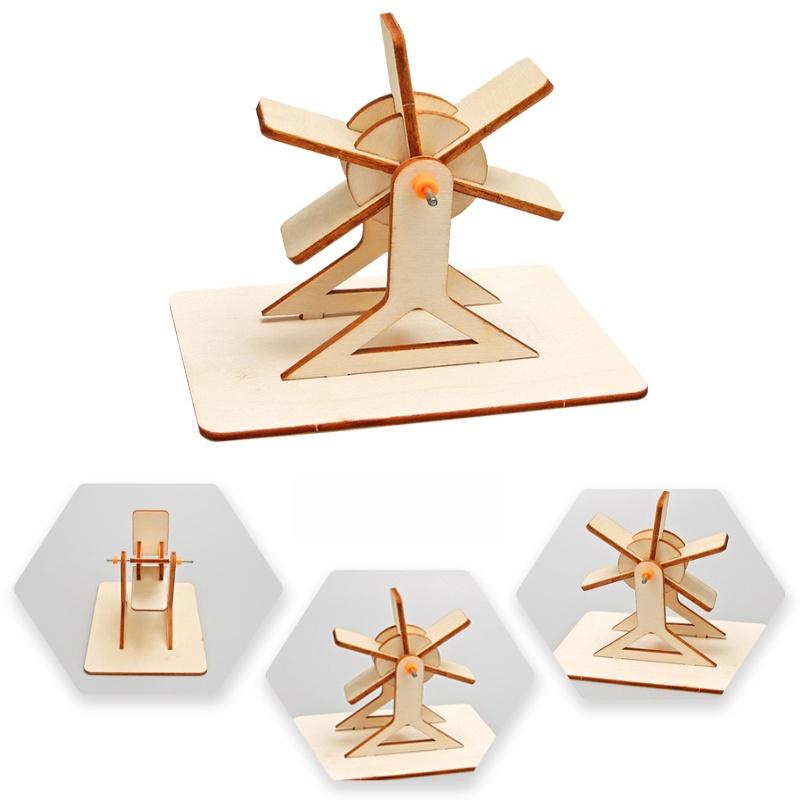 DIY Wooden Water Wheel Toy for Kids Creative Science Experiment Puzzle Educational Homemade Physics Toy