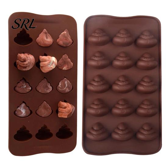 Funny Party Dessert Molds Poop Chocolate Mold, 15 Cavity Silicone Baking Tray, Non-stick Heat DIY Kits for Kids Resistant Mold Candy Fondant Jelly And