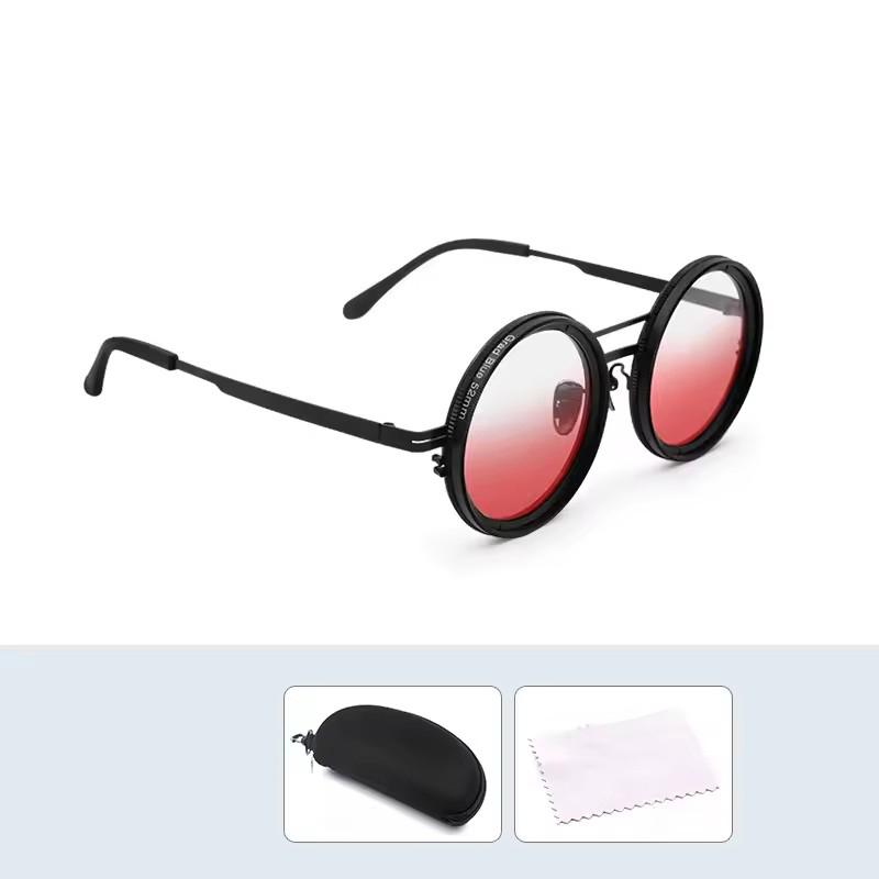 

Регулируемые солнцезащитные очки с затемнением для мужчин и женщин Nd9, солнцезащитные очки с ретро-круглыми поляризованными линзами с градиентом 2025 красный