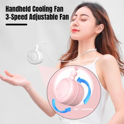 Hands-free závěsný ventilátor na krk 360stupňový nastavitelný 3rychlostní dobíjecí mini ventilátor na krk s nízkou hlučností