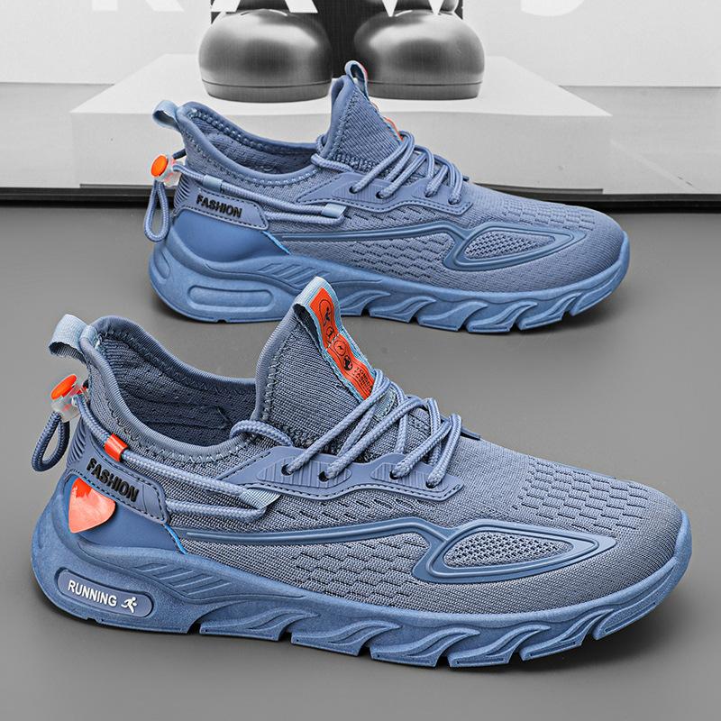 

New sports dad shoes men s lace-up running shoes spring and autumn soft soles fashionable breathable mesh large size men s shoes 44 синий