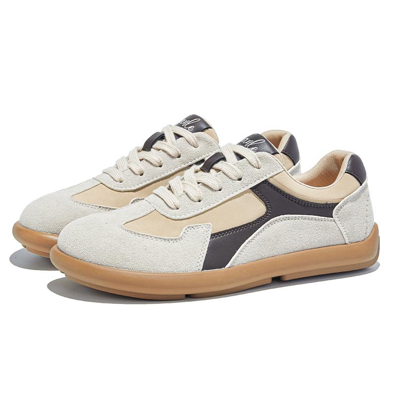 

Модные женские кроссовки AIYUQI из натуральной кожи, винтажные, новые 2025, осенние, на плоской подошве, повседневные, женские кроссовки на шнуровке 43 бежевый