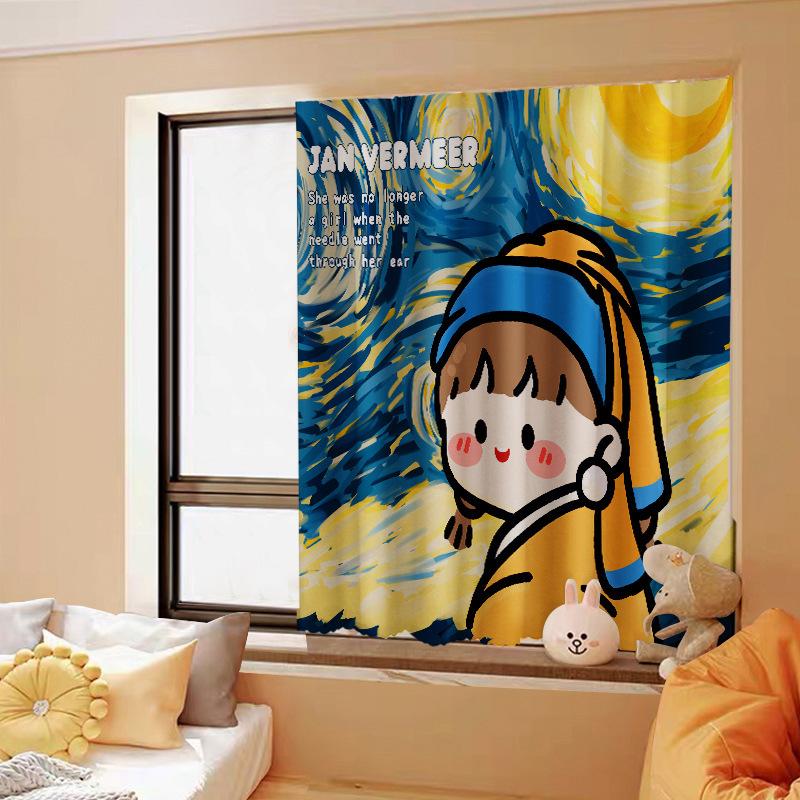 Velcro Curtains Are Easy To Install Without Punching Holes, Small Windows Are Blocked, Self-Adhesive Rental Rooms Are Short Pastoral