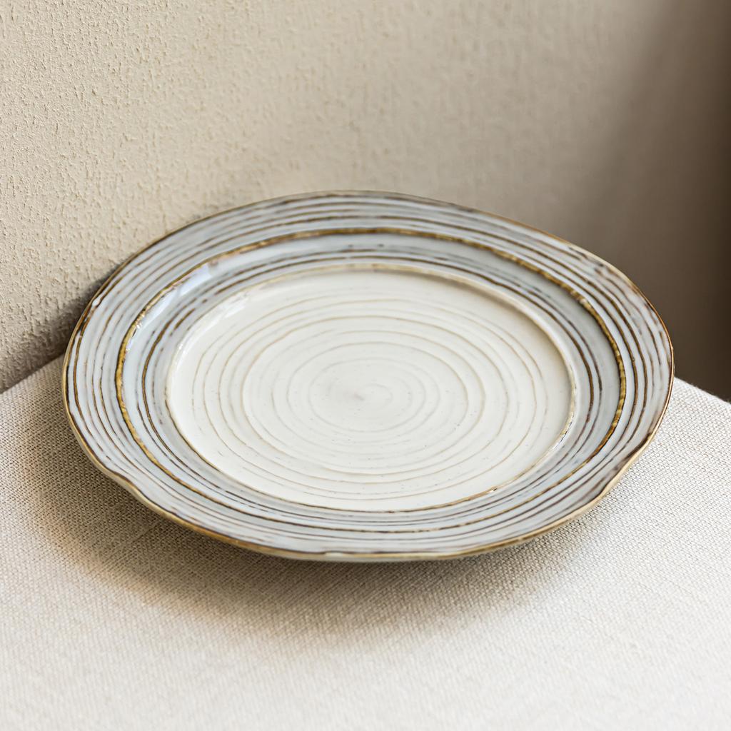 Retro Steak Plate Ceramic Plate Plate Home Vegetable Plate Restaurant Hotel Light Luxury Western Food Plate Tableware Large Plate