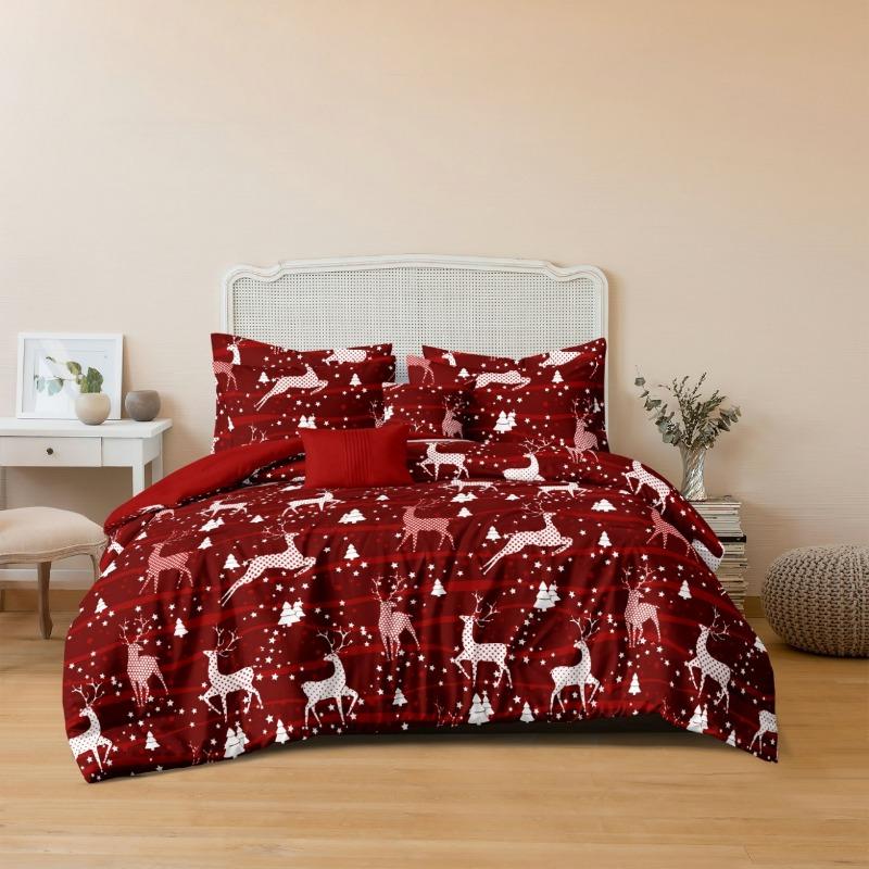 

2/3Pcs/Set Christmas Decoration Beding Set Soft Comfortable Breathable Soft with Soft Fabric Duvet Cover Perfect for Bedrom plus Guest Rom Decor 100*200cm Single