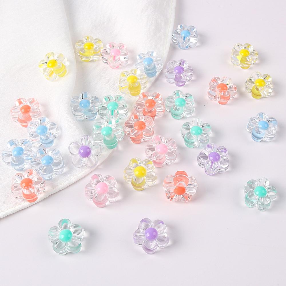 

Cute Clear Sunflower Acrylic Beads 12mm 30pcs Loose Spacers for Fashion Accessories Earrings Necklace DIY Handmade Gifts 12mm