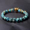 Malachite Tigers eye bracelet women men couple handmade lion leopard beads bangles cool gift for husband brother pulseras mujer