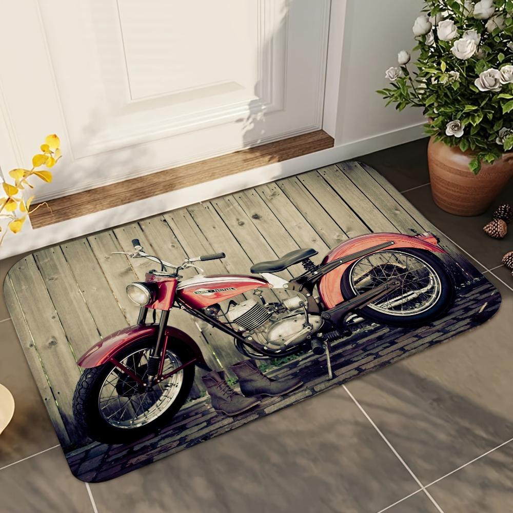 1ks Vintage Moto Koupelnové Absorpční Rohožky Protiskluzové Rohožky Domácí Dekorace Koberce Domácí Kuchyňské Podlahové Rohožky