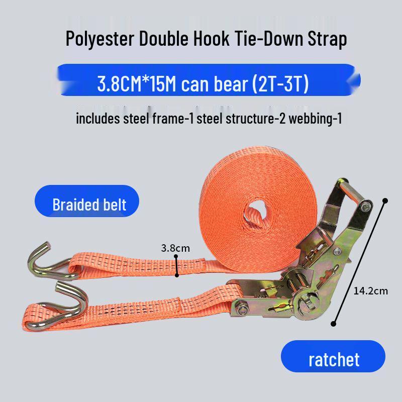 Heavy-Duty Wide & Thick Ratchet Tie-Down Straps for Cargo & Towing