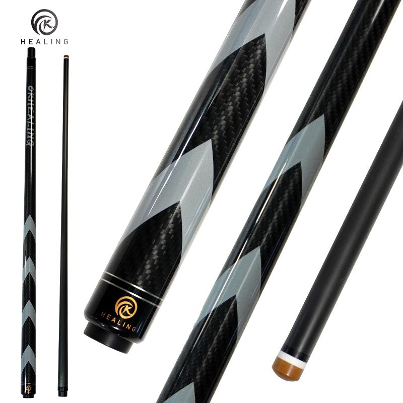 OKHEALING Karbonfaser Billard Queue Stock Professionelle Queues (Black Technology Billard-Anstoßstock mit geringer Durchbiegung, 12,9 mm, Uni-loc Verbindung 147 cm)