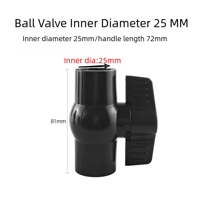 Black PVC Ball Valve Water Switch Aquarium Fish Tank Water Pipe Valve 20/25/32mm Tube Switch Water Flow Controller Accessories