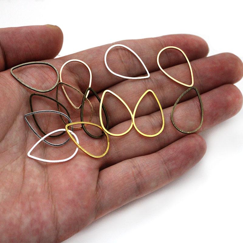 50Pcs 1mm Thick Brass Water Drop Closed Ring Earring Hoop for Diy Bracelet Pendant Connector Handmake Jewelry Making Accessories