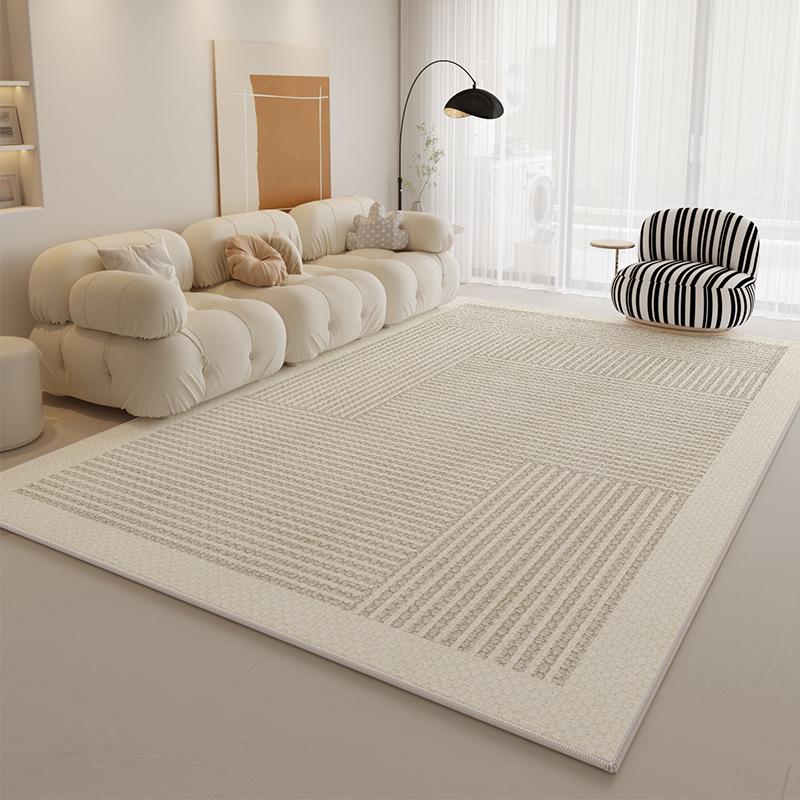 Covor de living crem cu bucle de catifea - impermeabil, decorațiuni dormitor și casă 2024