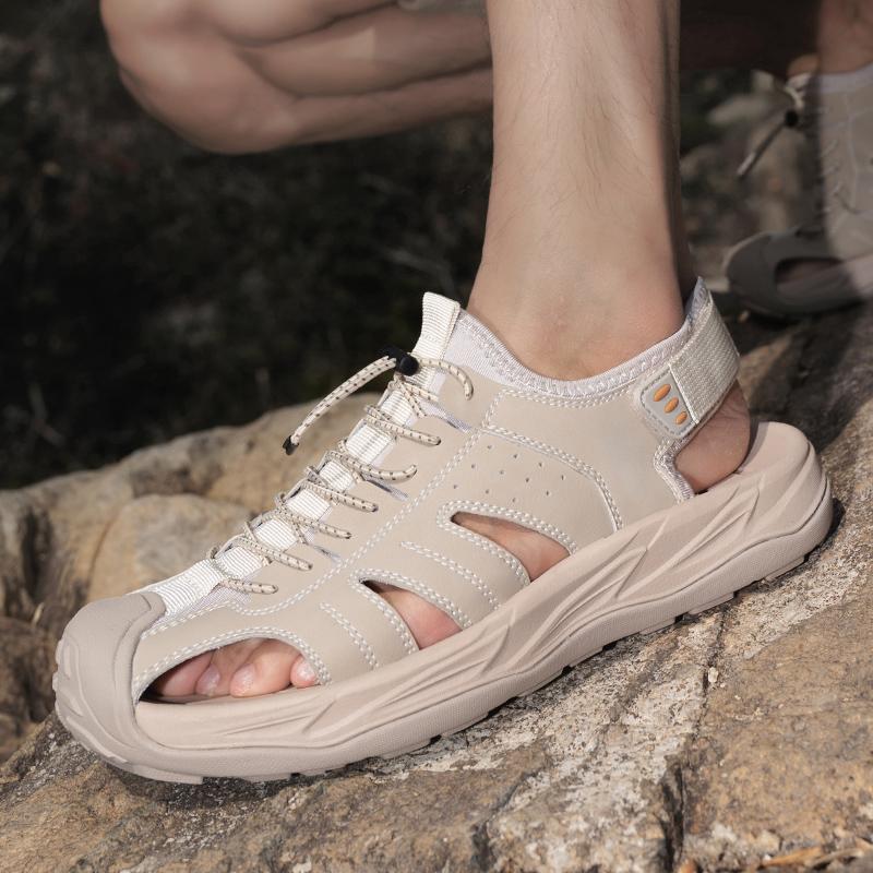 Brand Men's Comfortable Soft Bottom Outdoor Baotou Sandals 2025 Summer Men's New Handmade Cowhide Hollow Breathable Beach Shoes