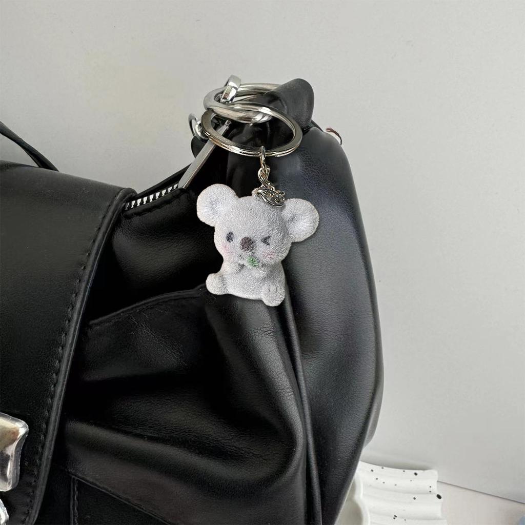 Pack of 4 Cute Flocked Koala Keychain Youthful Koala Key Accessory Lightweight And Easy To Carry Keychain Decoration