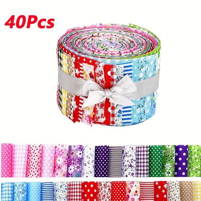 40 Stück Baumwollstoff aufgerollte Stoffstreifen, Bündel Quiltstoff, vorgeschnittene Rolle für Quiltstoff, Patchwork