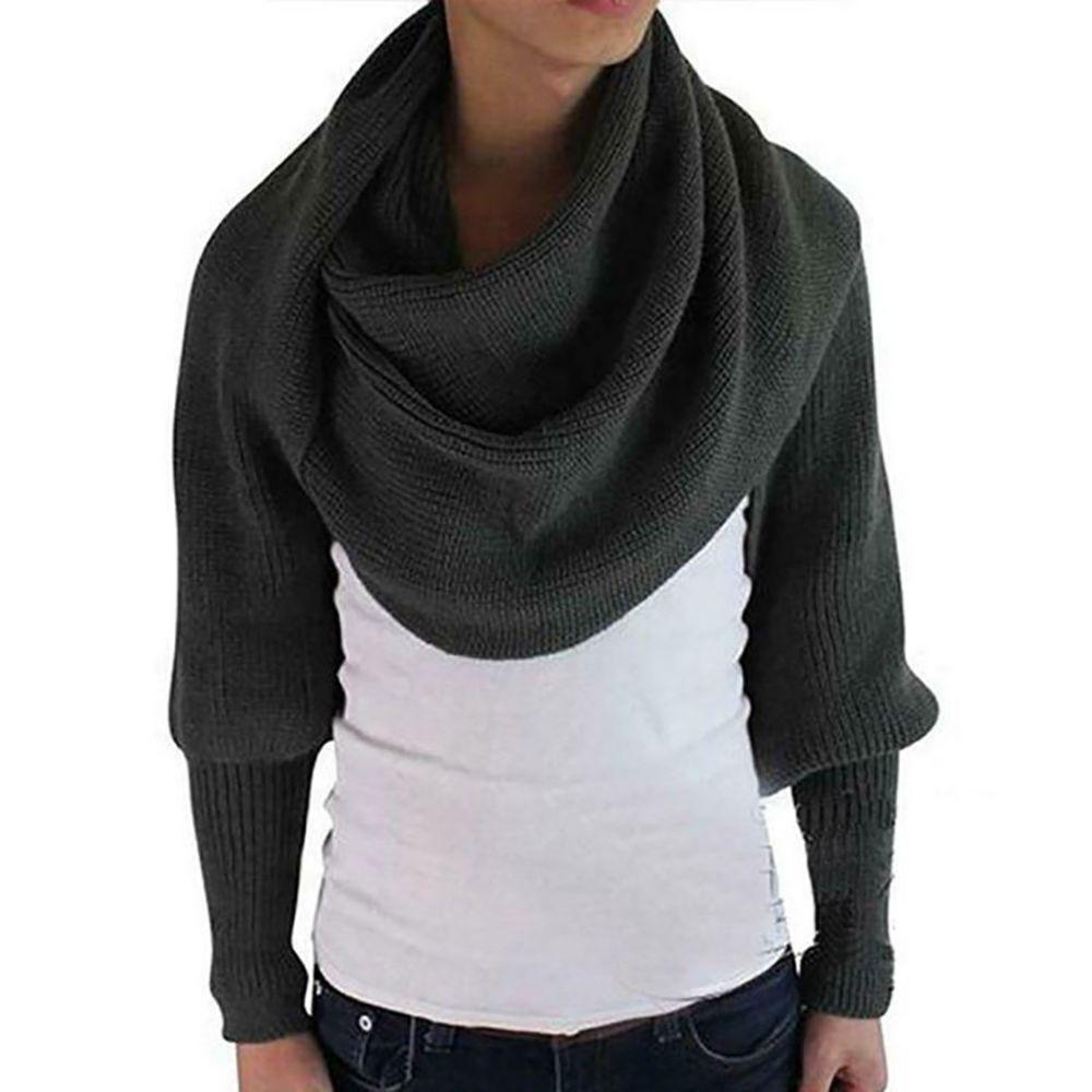 Long Sleeve Wrap Scarf Autumn Winter Shawl Scarf Korean Style Knitted Scarf Unisex Scarf Poncho