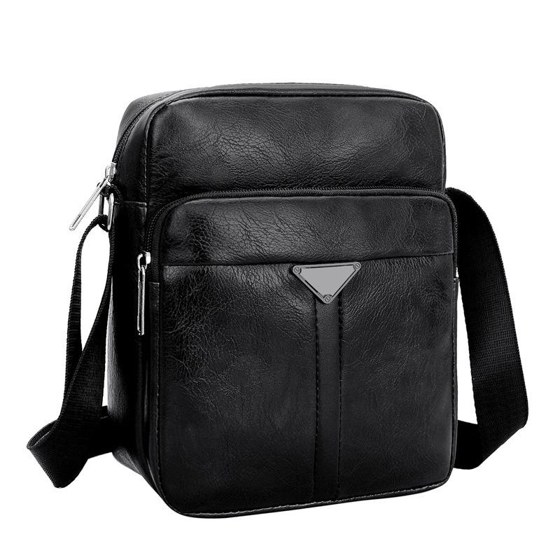 Men's Casual Crossbody Briefcase Backpack Korean Business PU Leather Business Solid Color Messenger Bag
