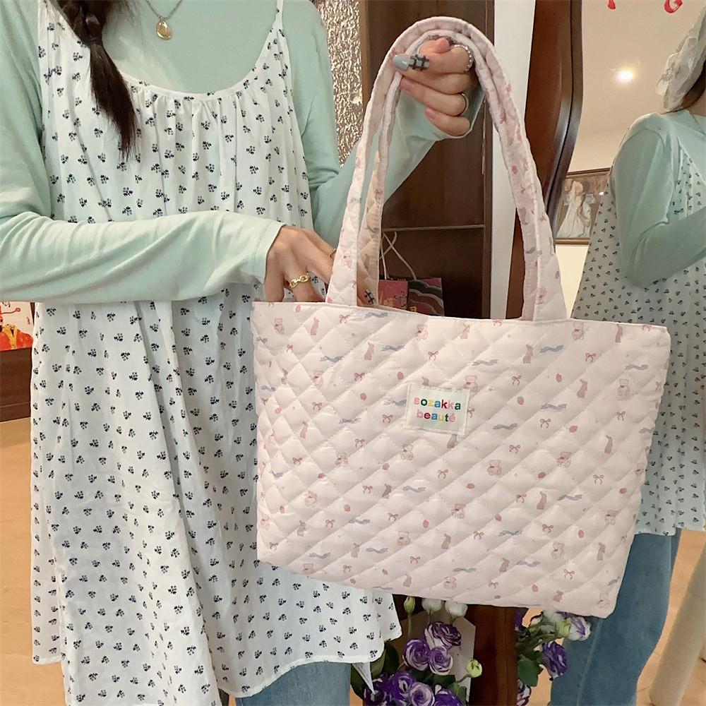 Chic Quilted Large Capacity Tote Bag For Women Soft Shoulder Commuter Bag