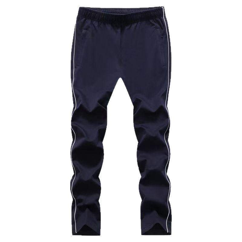 Pure Cotton School Uniform Pants with Two Stripes - Dark Blue and White, for Primary To High School Students