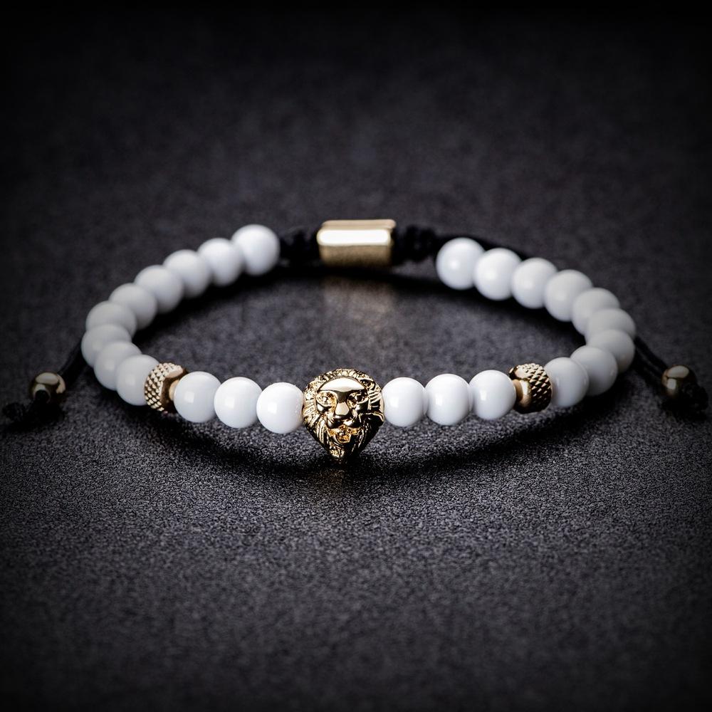 2026 White Bead Crown Bracelet Set Epoxy Roman Numeral Bracelet Set