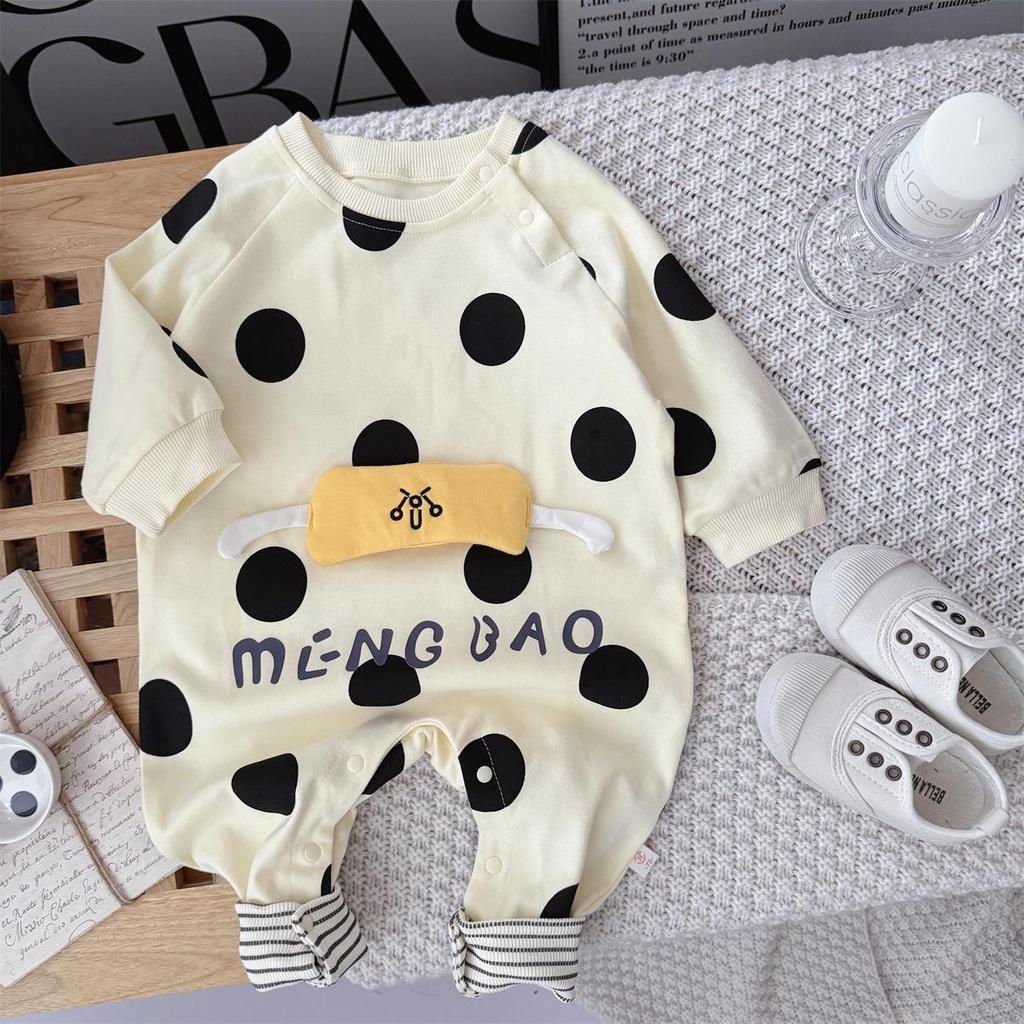 Nebeans Polka Dot Long Sleeve Infant Romper - Spring & Autumn Cotton Onesie