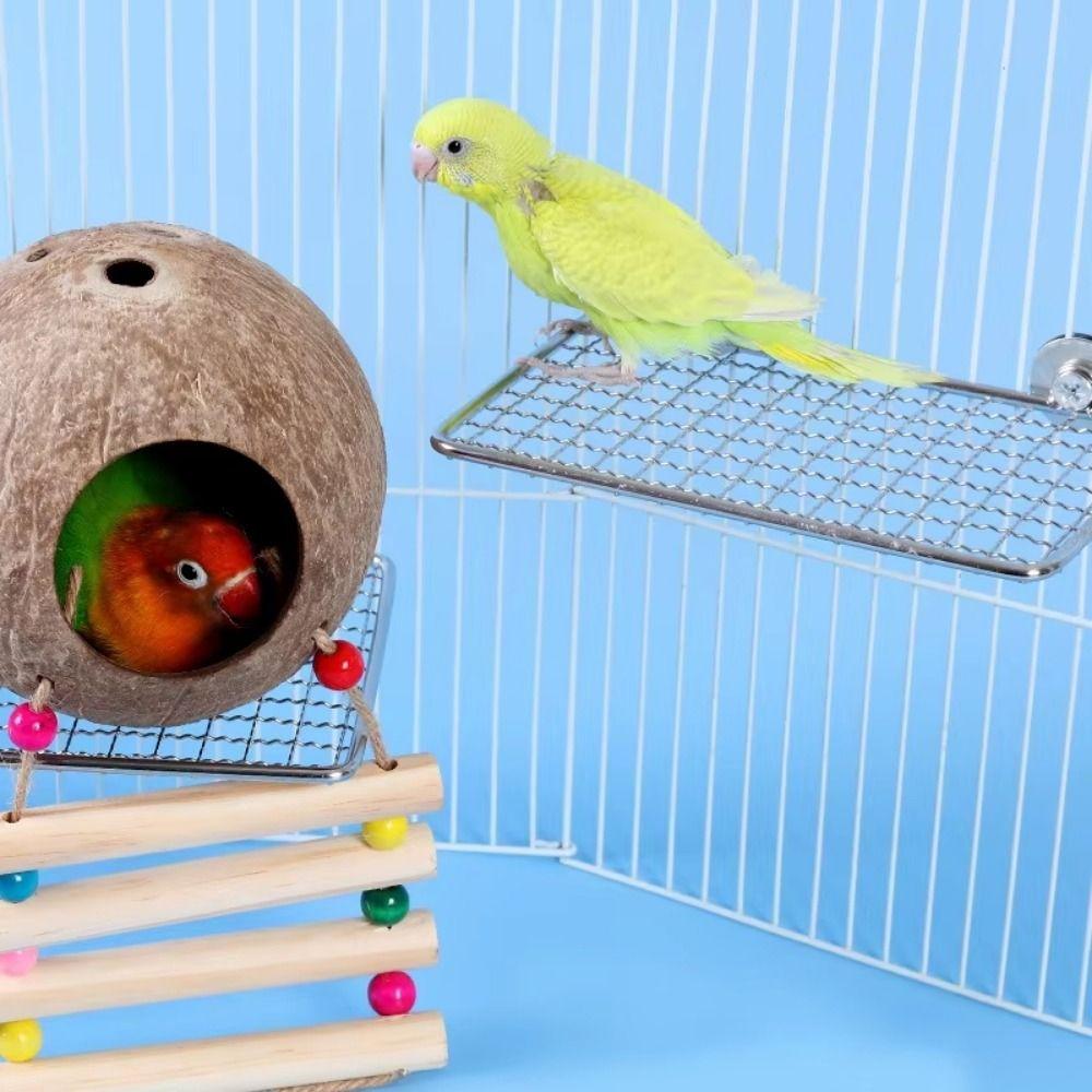 Rust-Resistant Stainless Steel Bird Perch Platform Moisture Proof Bird Rest Platform Glass Surface