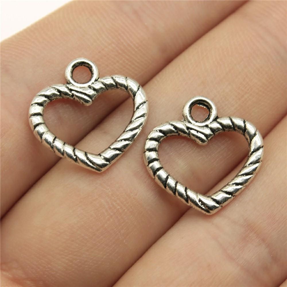 20pcs Hearts Charms Antique Silver Color Small Heart Charms Jewelry DIY Heart Charms For Bracelet Making