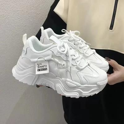 Nowe Damskie Sneakersy 2025 Jesień Jednolity kolor Modne Casualowe Buty dla Kobiet Platforma Sznurowane Wulkanizowane Buty Zapatillas De Mujer